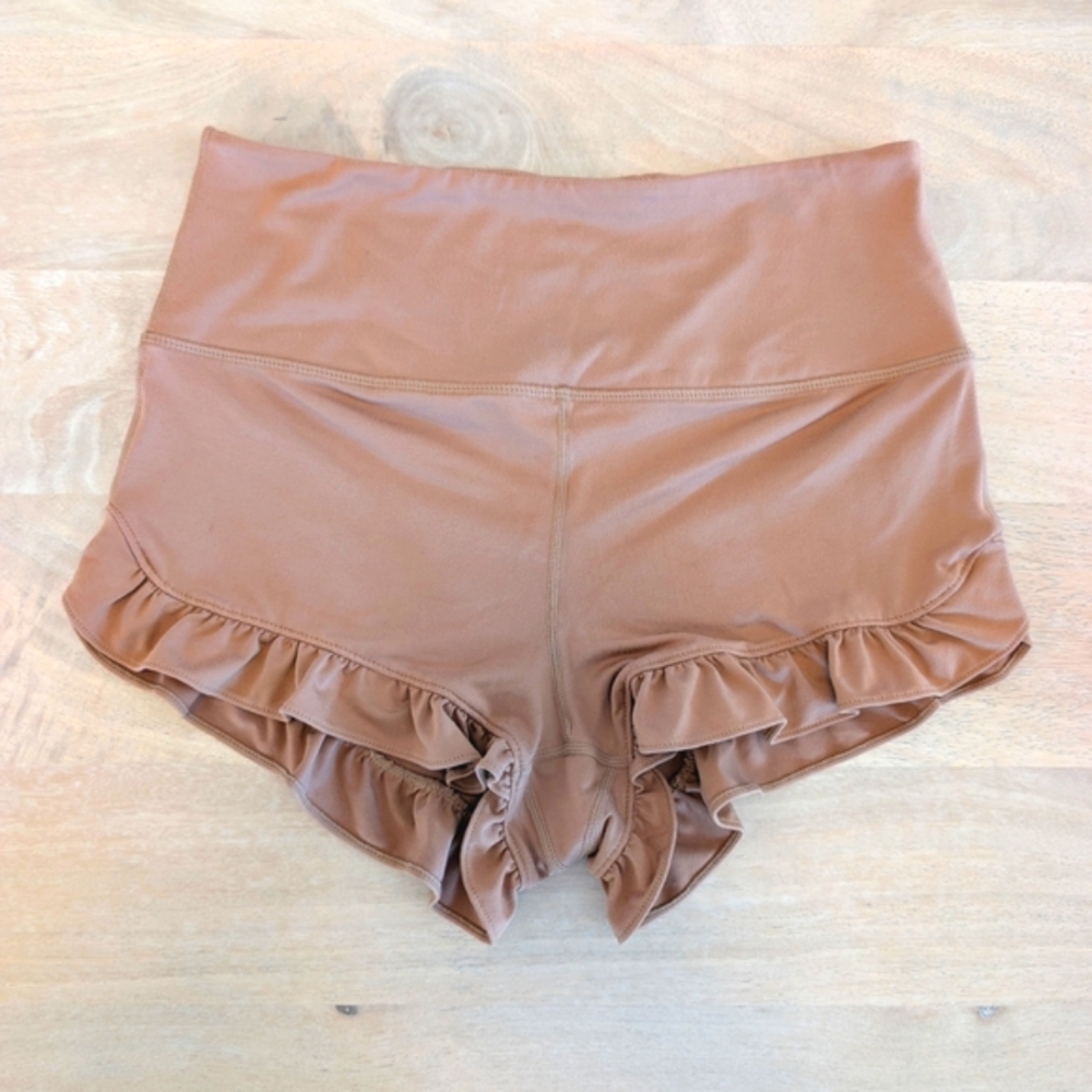 Free People Tan Athletic Ruffle Shorts Size M